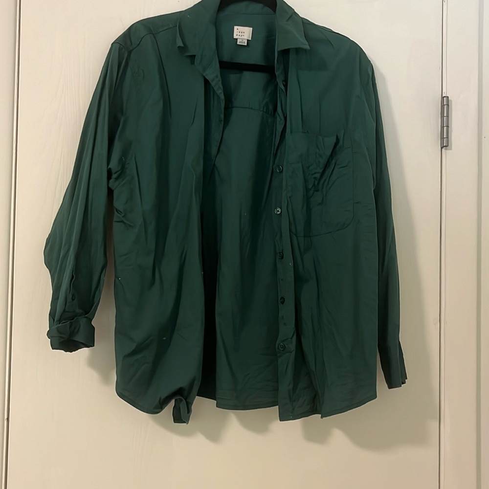 A New Day Green Button Down